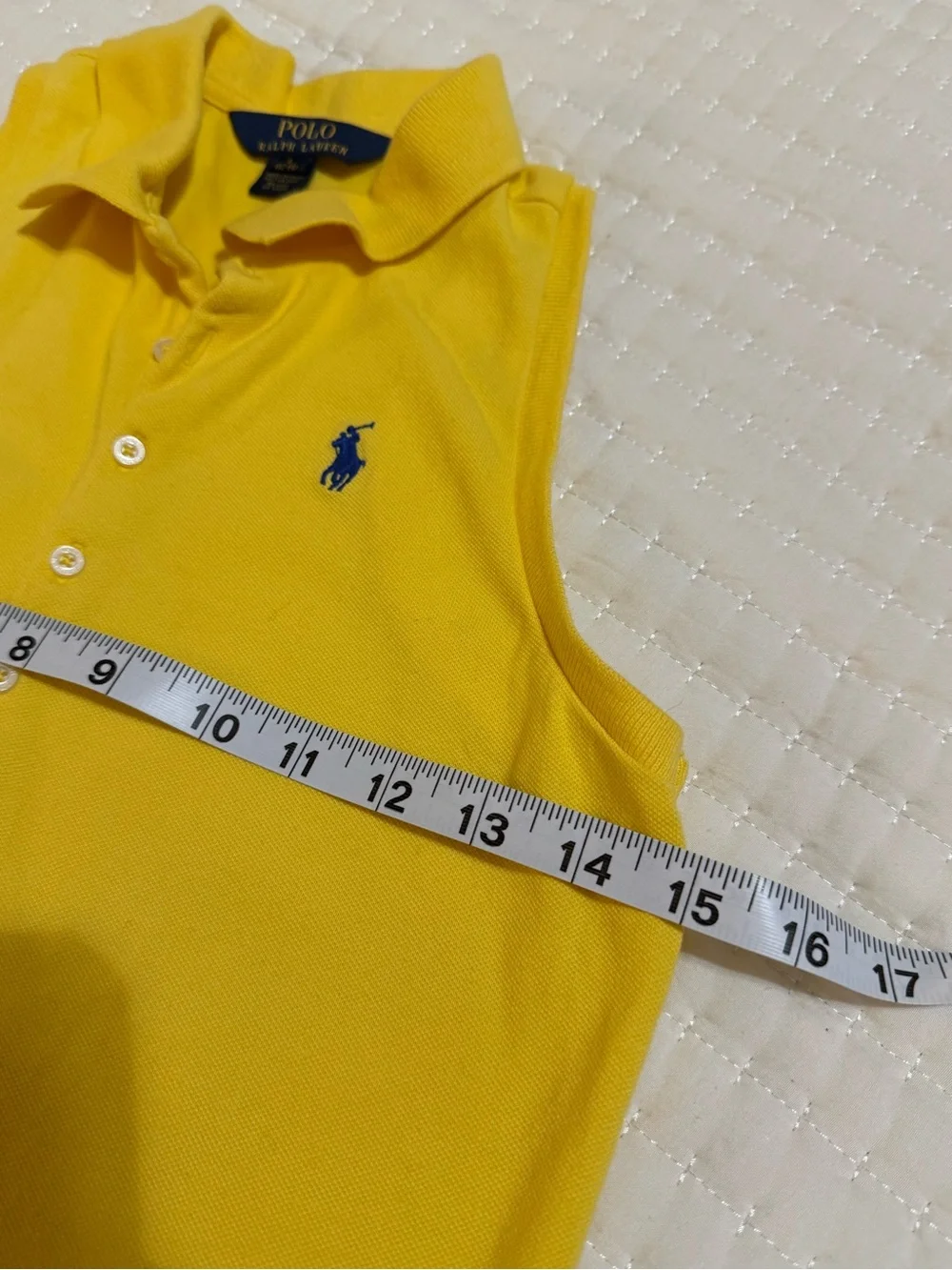 Ralph Lauren Girls' Bright Yellow Sleeveless Polo with Navy Pony